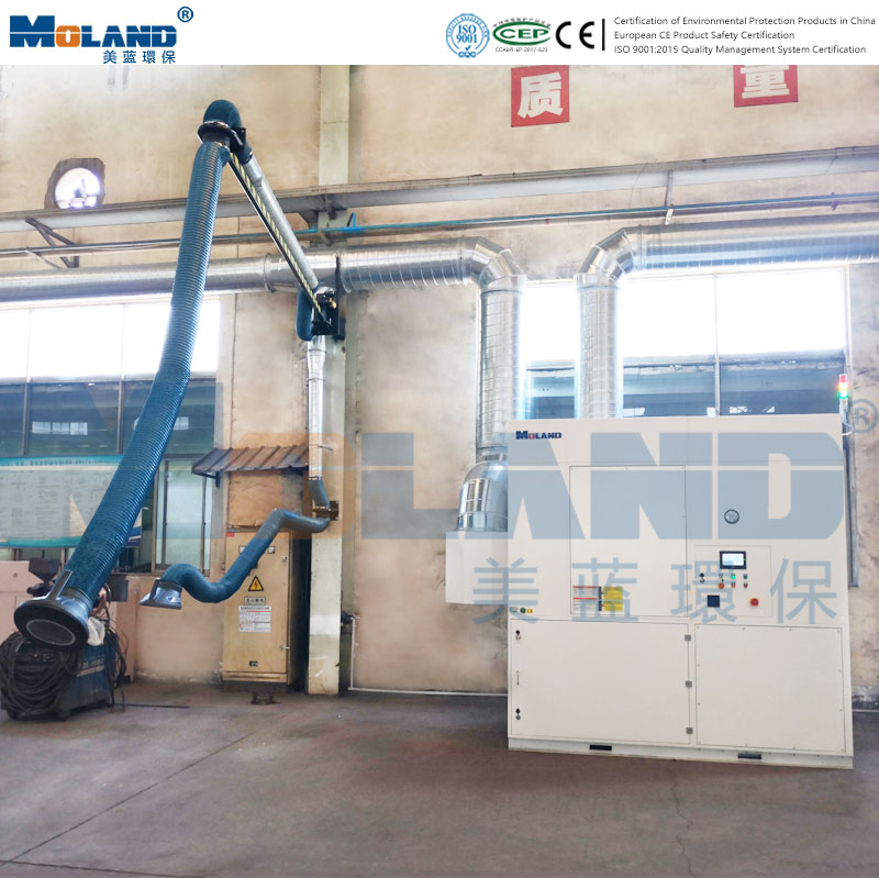 Centralized treatment of welding fume in workshop